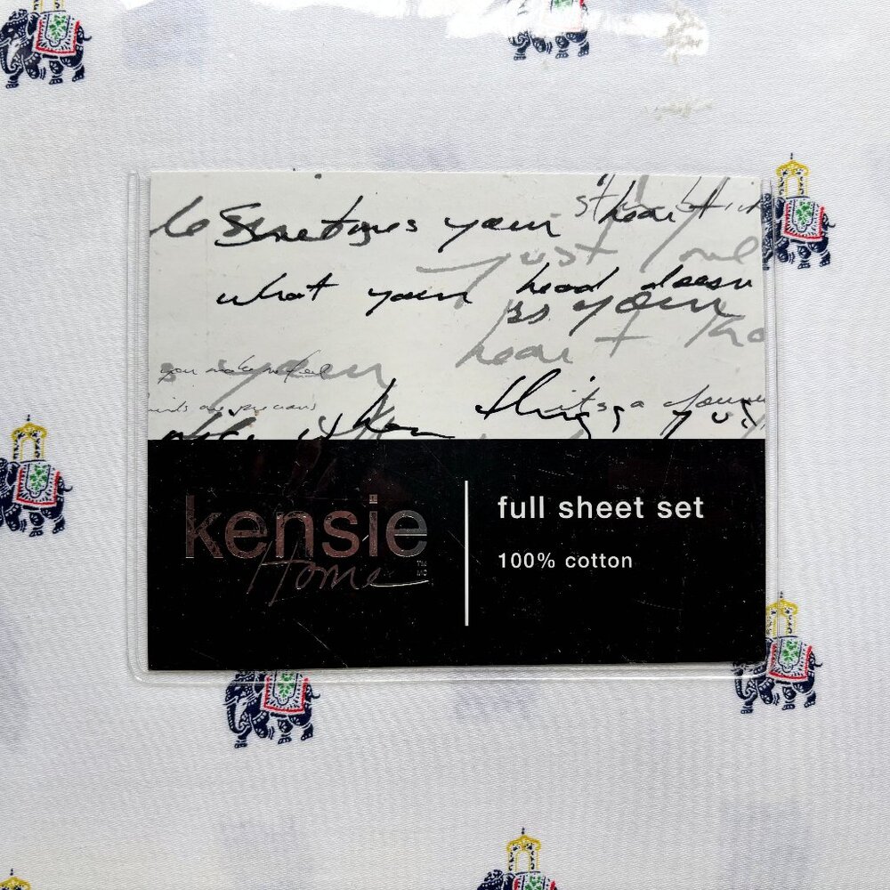 KENSIE Full Size Cotton ELEPHANTS Sheet Set - India Elephant Pattern